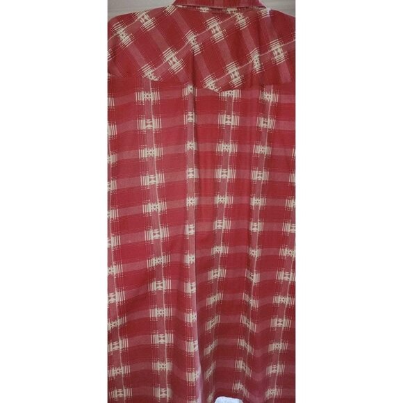 2XL Vintage Outlaw Western Red Plaid Snap-Front Long Sleeve Shirt With Pockets - Picture 9 of 10